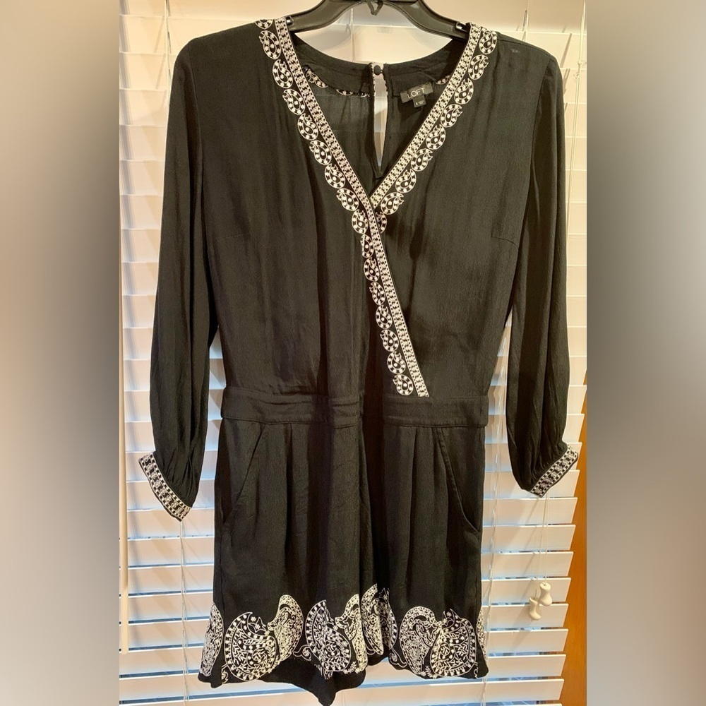 Loft Black Romper with Embroidery Details Size Small